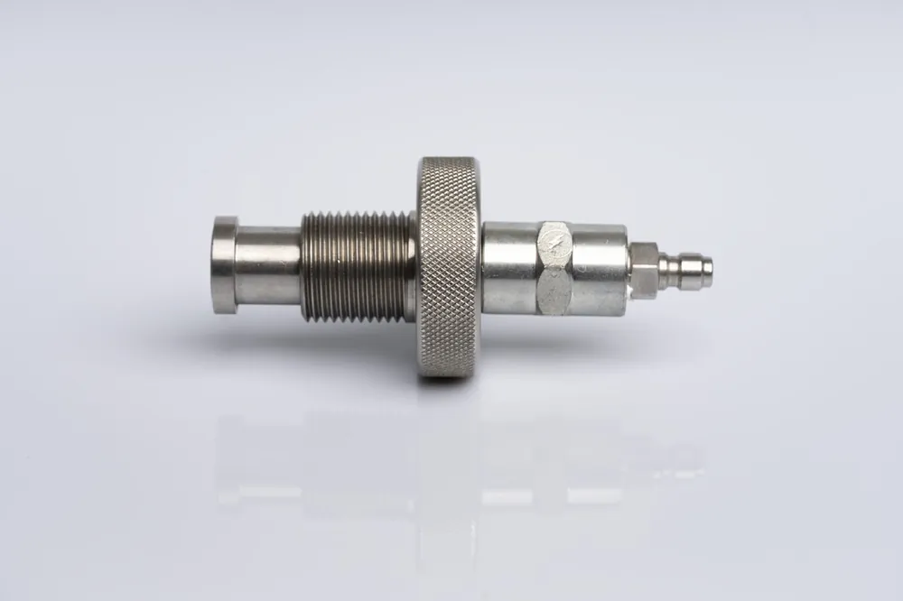 Male Paintball (Foster type) to Hand Tight Stainless Steel DIN300 SCUBA Fitting