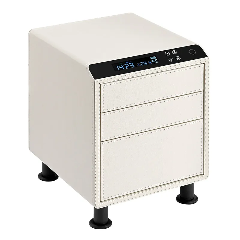 Leather Nightstand Safe with Fingerprint and Bluetooth Lock
