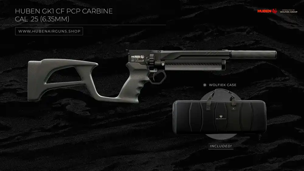 Huben GK1 V3+ CF PCP Carbine · Cal .25 (6.35mm)