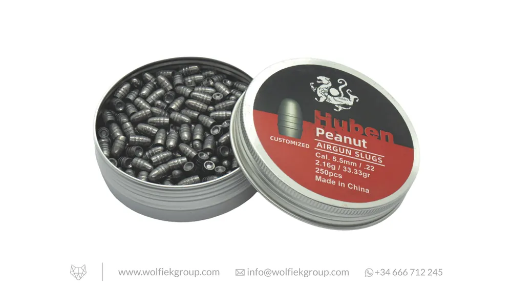 Huben Peanut Airgun Slugs · Cal .22 (5.5mm) · 2.16g (33.33gr)