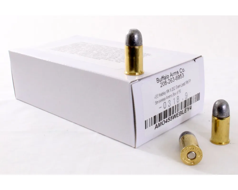 455 Webley MK II 262 Grain Lead RNFP Smokeless Ammo Box of 50