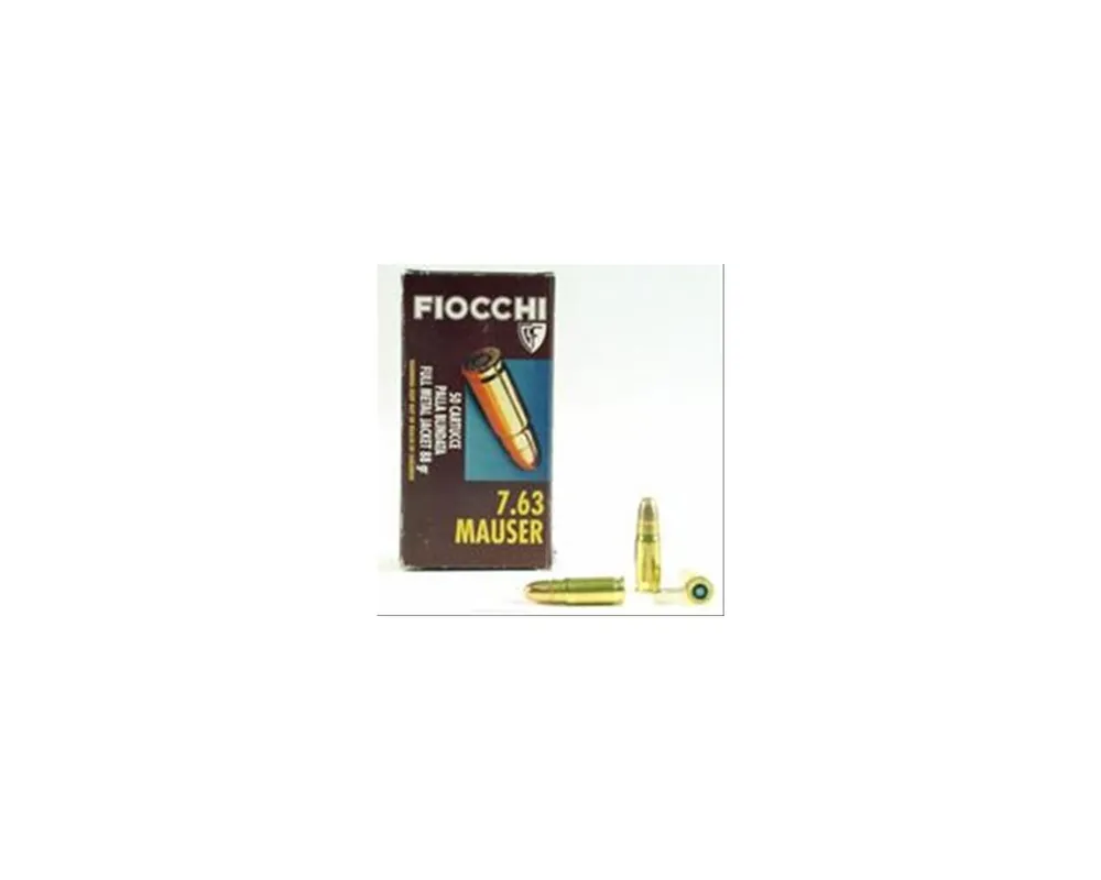 7.63x25 Mauser AKA 30 Mauser Ammunition 88 Grain FMJ Box of 50