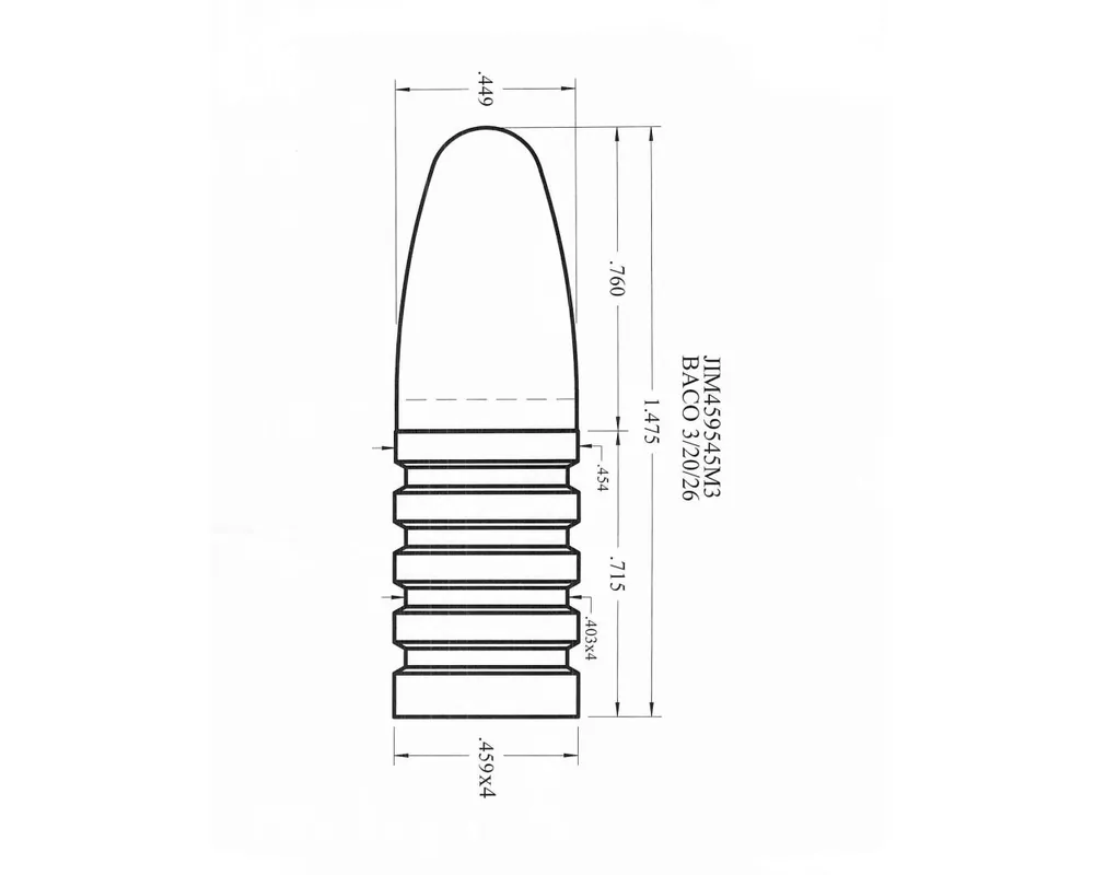 .459" 545 Grain "Money" 1-Cavity Bullet Mould with Reduced Diameter First Band
