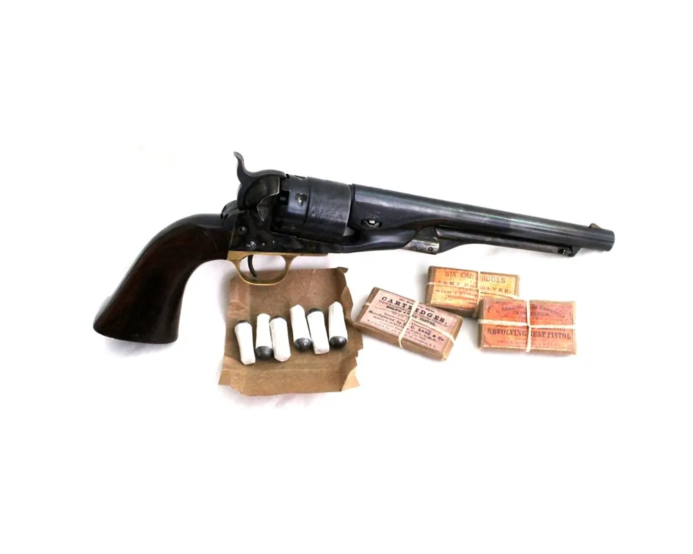 .44 Caliber Percussion Revolver Six Combustible Paper Cartridges