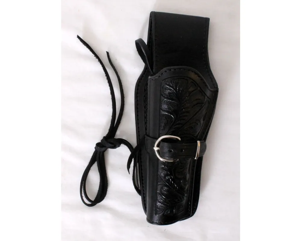 Texan Leather Holster Fully Hand Carved, Black Leather, Left Hand