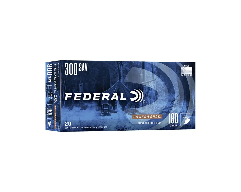 300 Savage Federal Power-Shok Ammo 180 Grain Soft Point Box 20