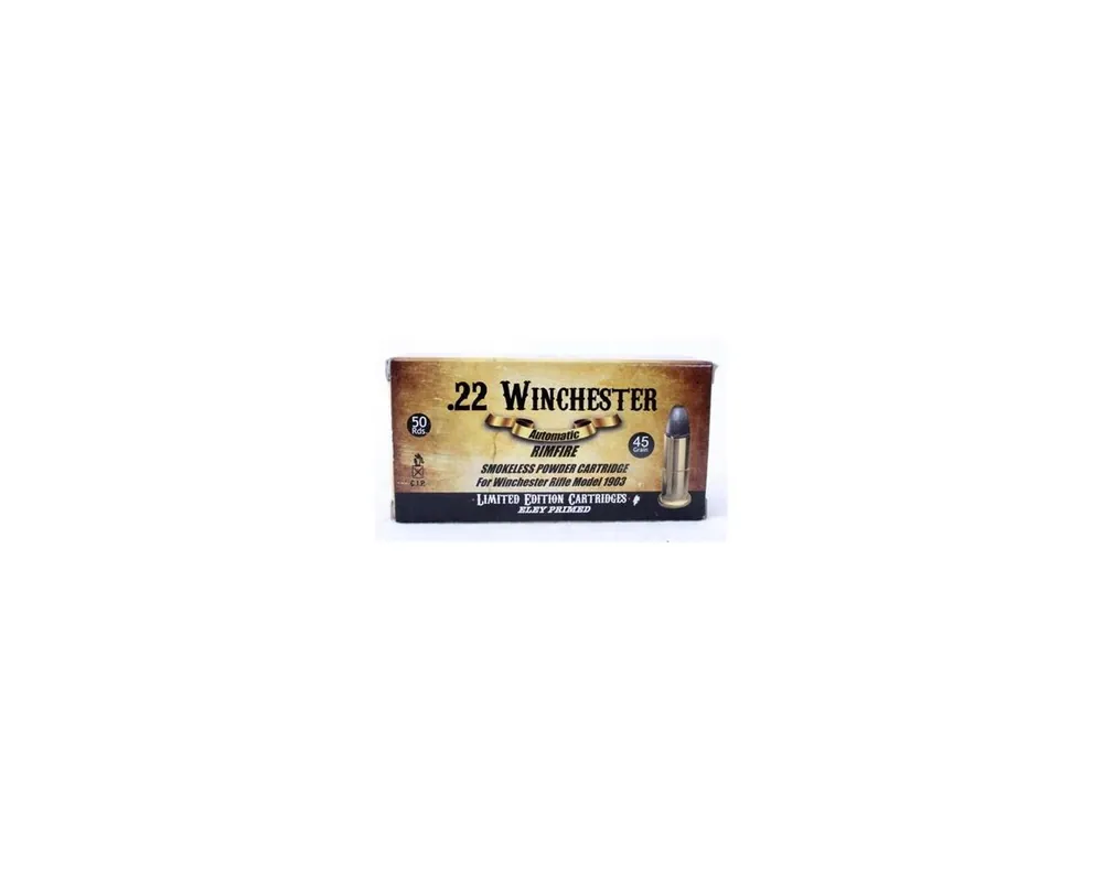 22 Winchester Automatic Rimfire 45 Grain-Lead RN Aguila Ammunition Lead Bullet Box of 50