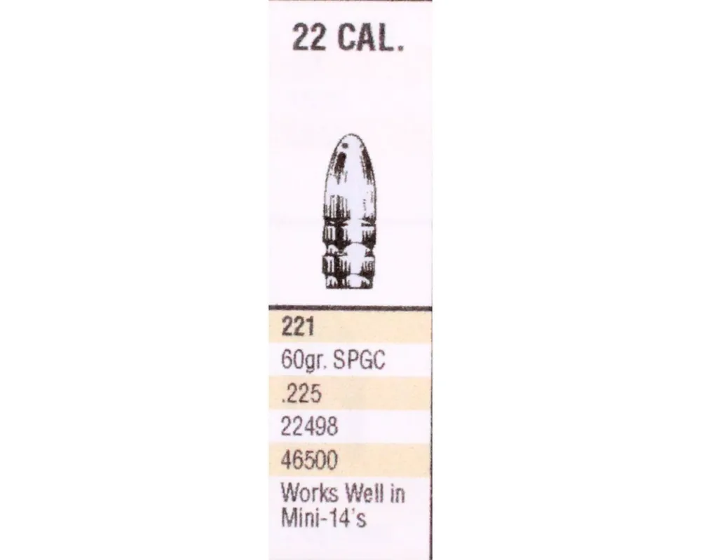.225" 60 Grain SPGC Saeco 2-Cav. Bullet Mould #62221