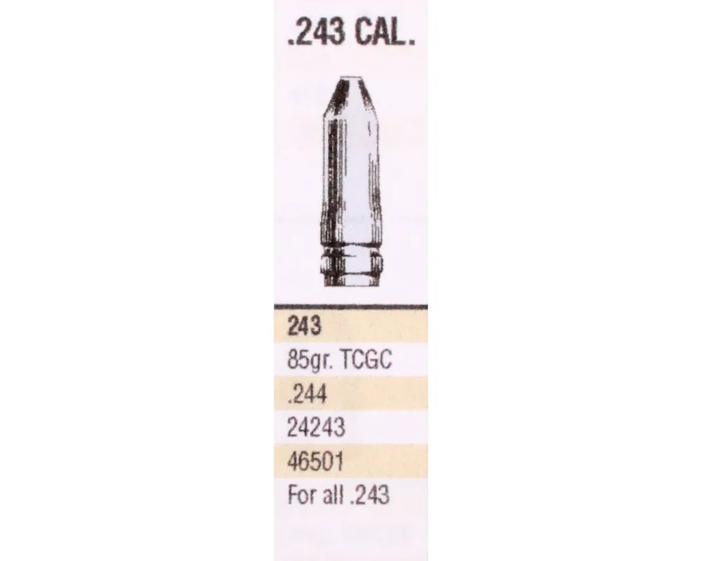 .244" 85gr. TCGC Saeco 2-Cav. Bullet Mould #62243