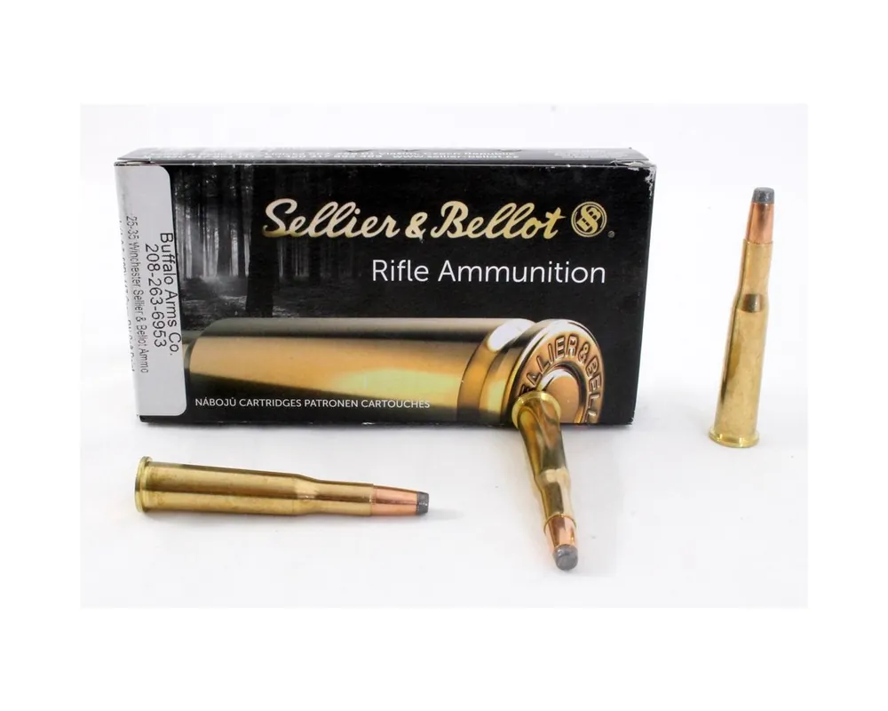 25-35 Winchester Sellier & Bellot Ammo (AKA 6.5x52R) 117 Grain RN Soft Point Box of 20