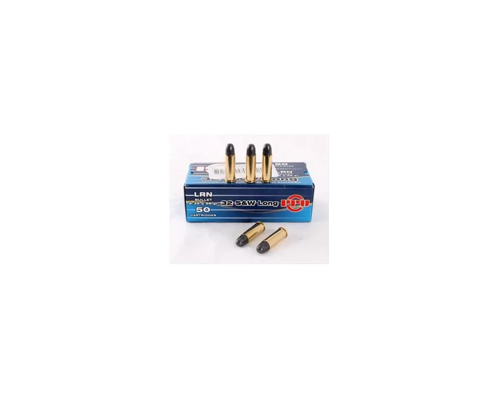 32 S&W Long (AKA 32 Colt New Police) 98 Grn. Lead RN Ammo Box of 50