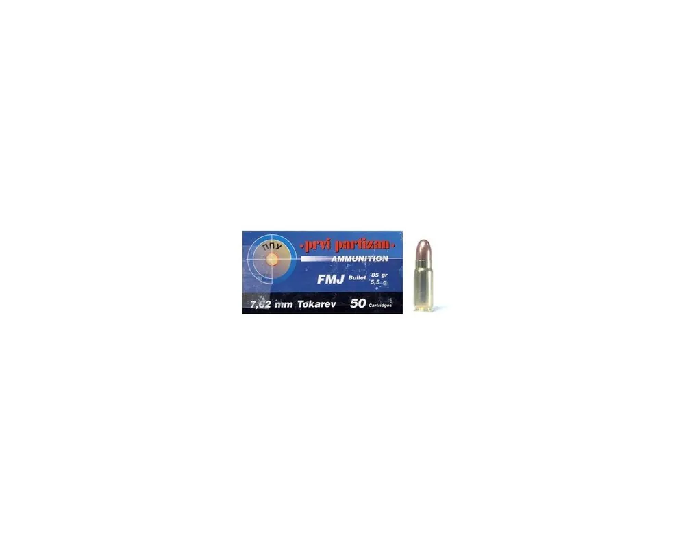 7.62x25 Tokarev 85 Grain JHP Boxer Primed Non-Corrosive Box of 50