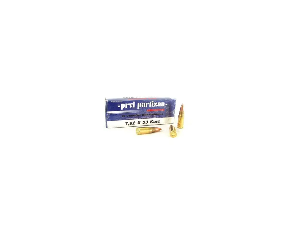 7.92x33 Kurz Ammunition 124 Grain FMJ Box of 20