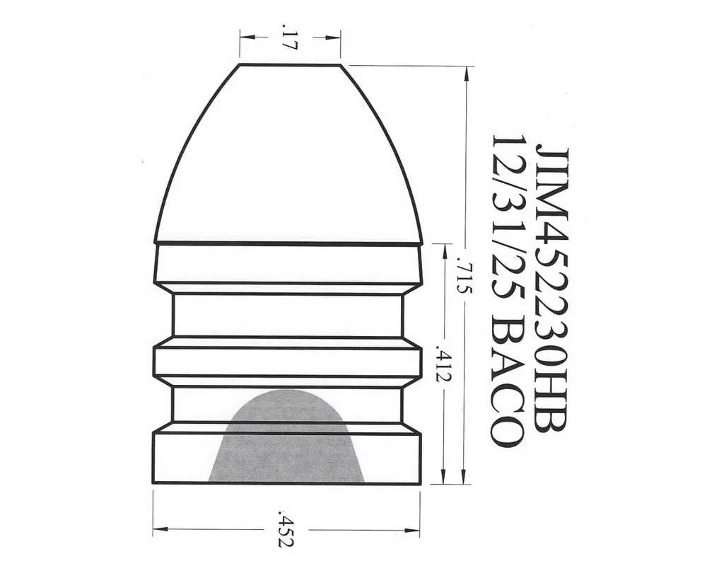 .452" Diameter 230 Grain Hollow Base 1-Cavity Cast Bullet Mold Copy of the Original M1882 Bullet