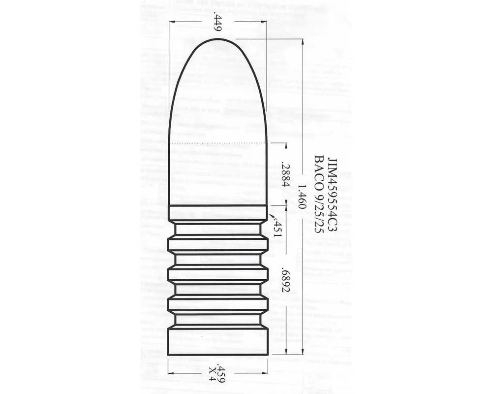 .459" 554 Grain Creedmoor Bullet Mould, Reduced Diameter 1st Band