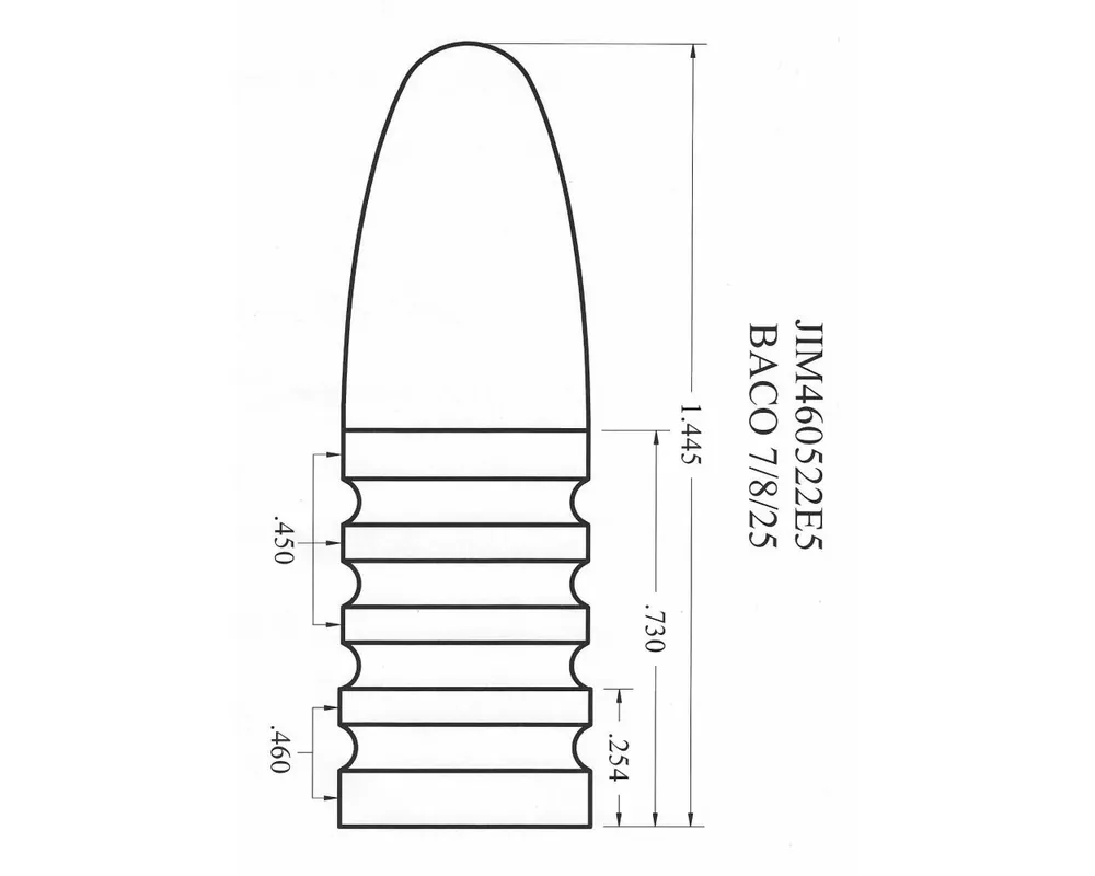 .460" 522 Grain Elliptical 1-Cavity Bullet Mini-Grease Groove Mould Reduced Diameter Bands, See Image