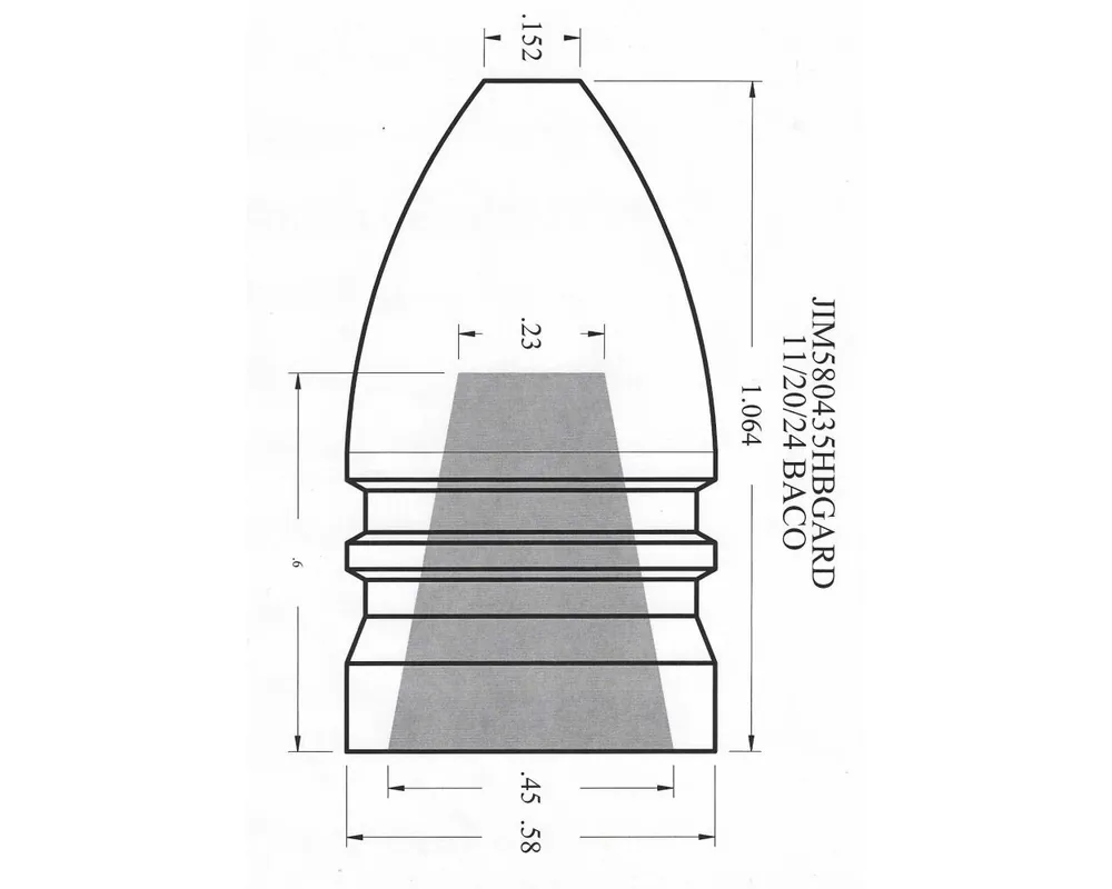 .580" 435 Grain Hollow Base Gardner Minie Bullet Mold