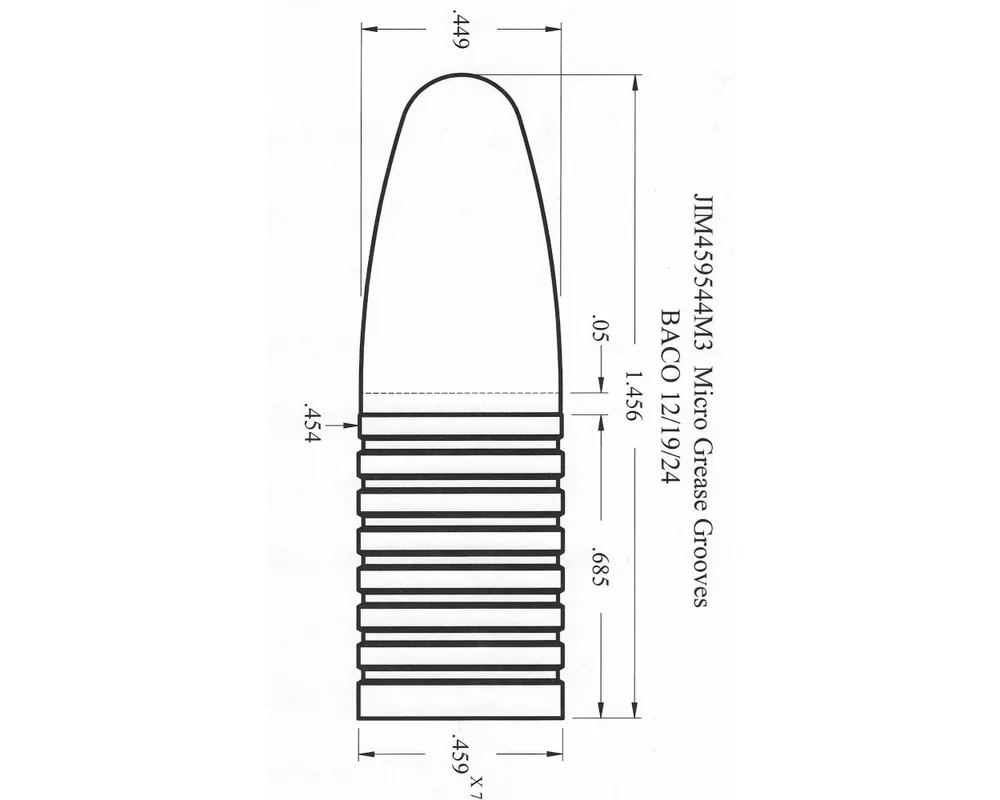 .459" 544 Grain "Money" Reduced First Two Band Micro-Grease Groove 1-Cavity Cast Bullet Mould