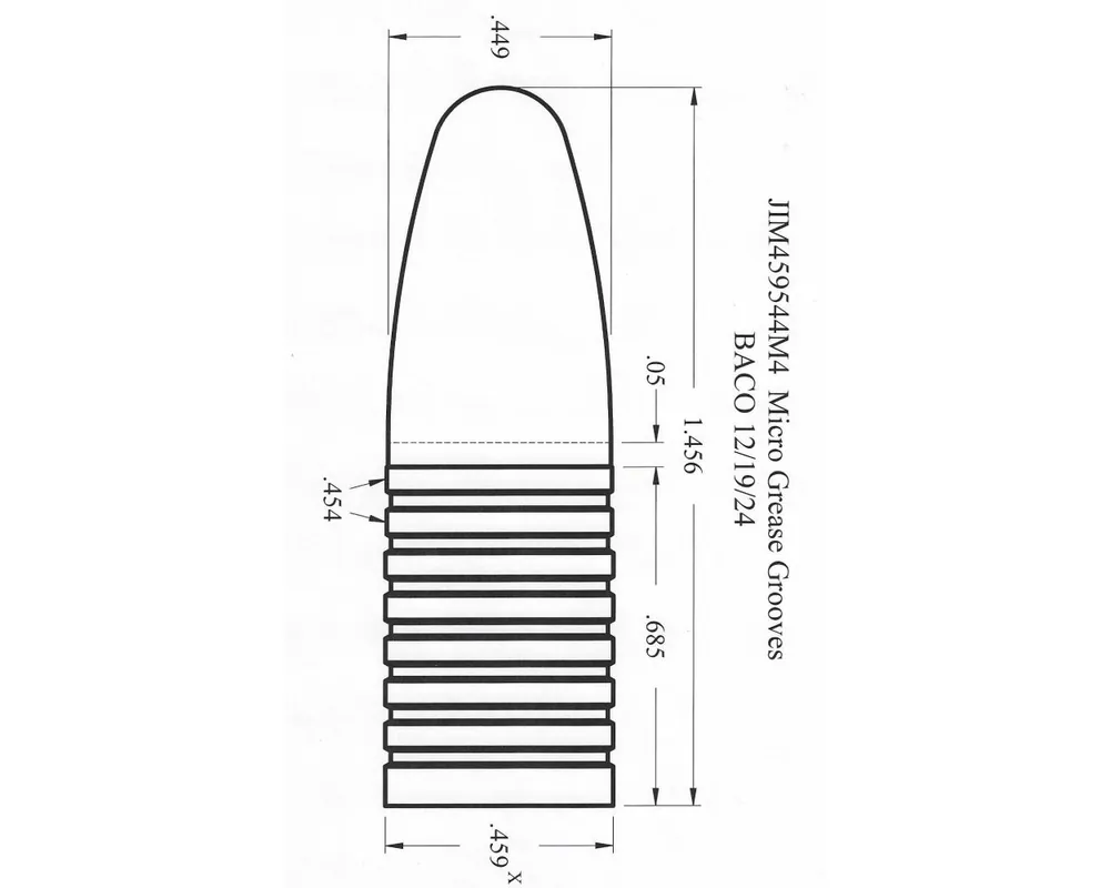 .459" 544 Grain "Money" Reduced First Two Band Micro-Grease Groove 1-Cavity Cast Bullet Mould