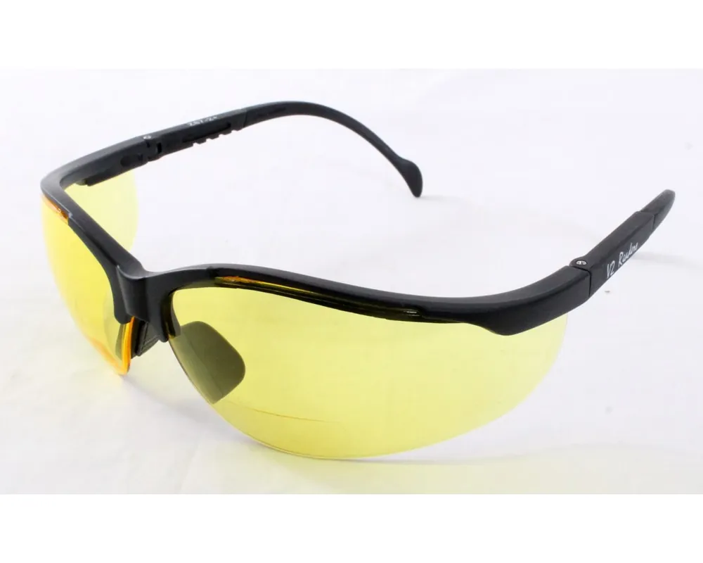 V2 Amber Safety Shooting Glasses with +2.0 Diopter Readers
