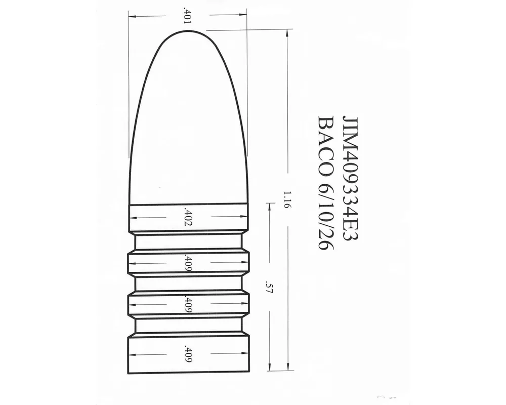 .409" 334 Grain "Elliptical" Tapered 1st Band