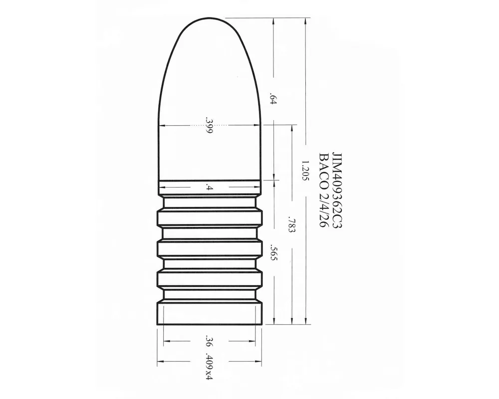 .409" 362 Grain Creedmoor Bullet Mould, Reduced 1st Band