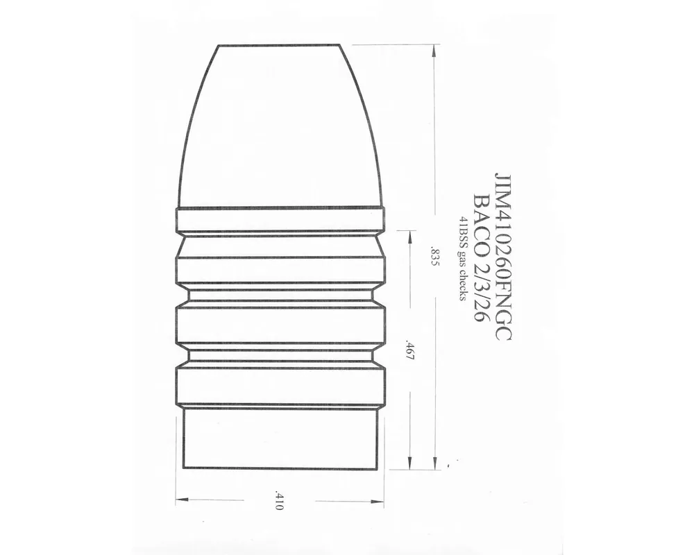 .410" Diameter 260 Grain FNGC 1-Cavity Cast Bullet Mold