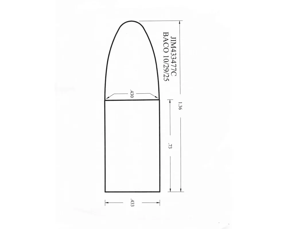 .433" Diameter 477 Grain Creedmoor Single Cavity Paper Patch Bullet Mould