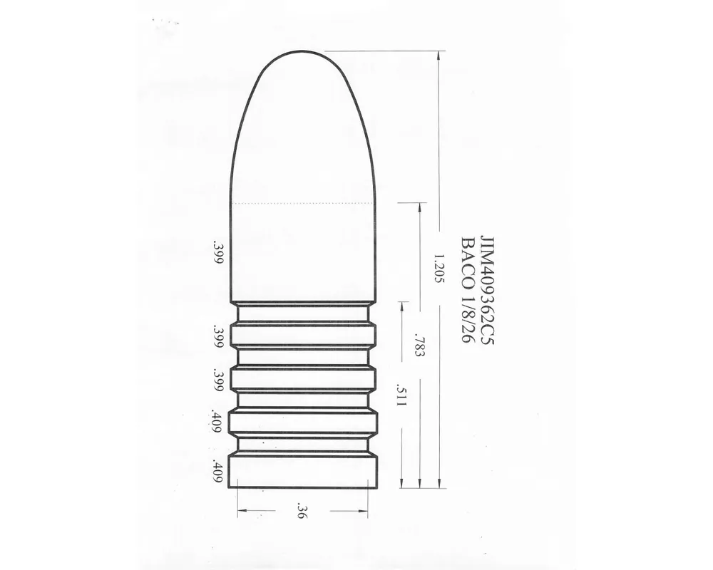 .409" 362 Grain Creedmoor 1-Cavity Bullet Mould First Three Bands Reduced in Diameter