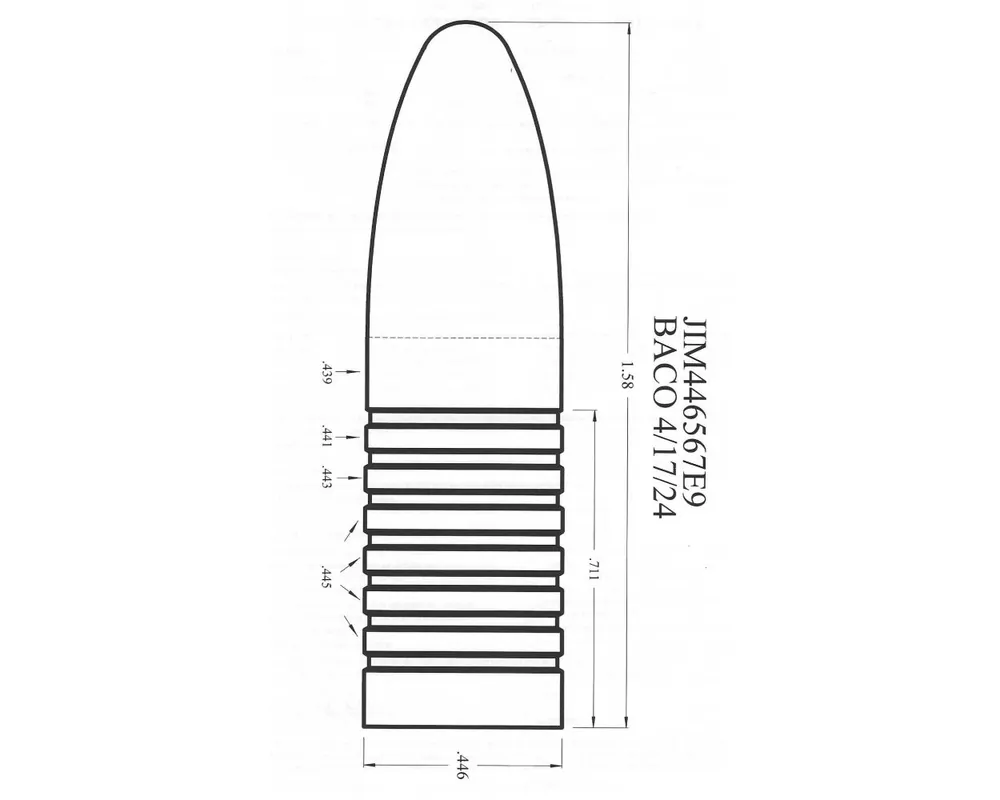 .446" Diameter 567 Grain Mini-Grease Groove Bullet Mold 1-Cavity Flat Base
