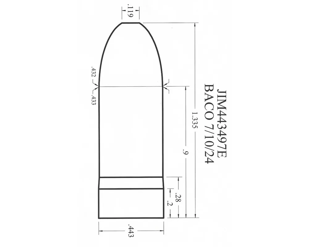 .443" 530 Grain Elliptical Dual Diameter Paper Patch Bullet Mold 1-Cavity Flat Base