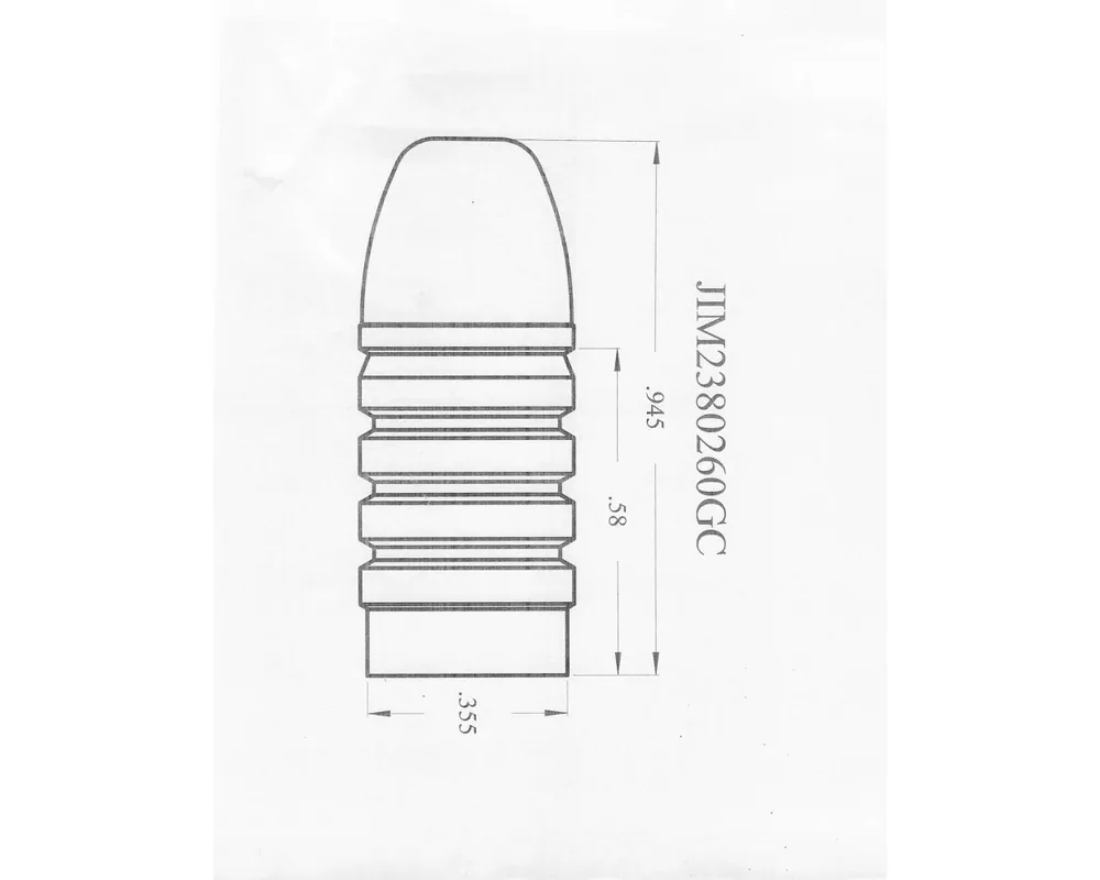 .380" 260 Grain Flat Nose Gas Check 2-Cavity Bullet Mould