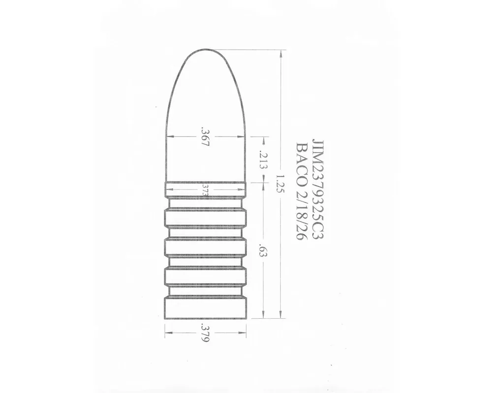 .379" 325 Grain Creedmoor Reduced First Band 2-Cavity Bullet Mould