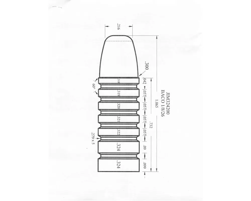 .324" 200 Grain 1-Cavity Tapered Pope Style Bullet Mould
