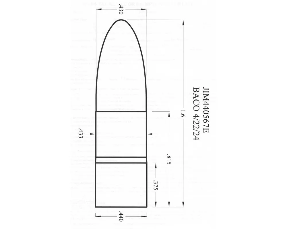 .440" 565 Grain Elliptical Paper Patch 2-Diameter 1-Cavity Flat Base Bullet Mold
