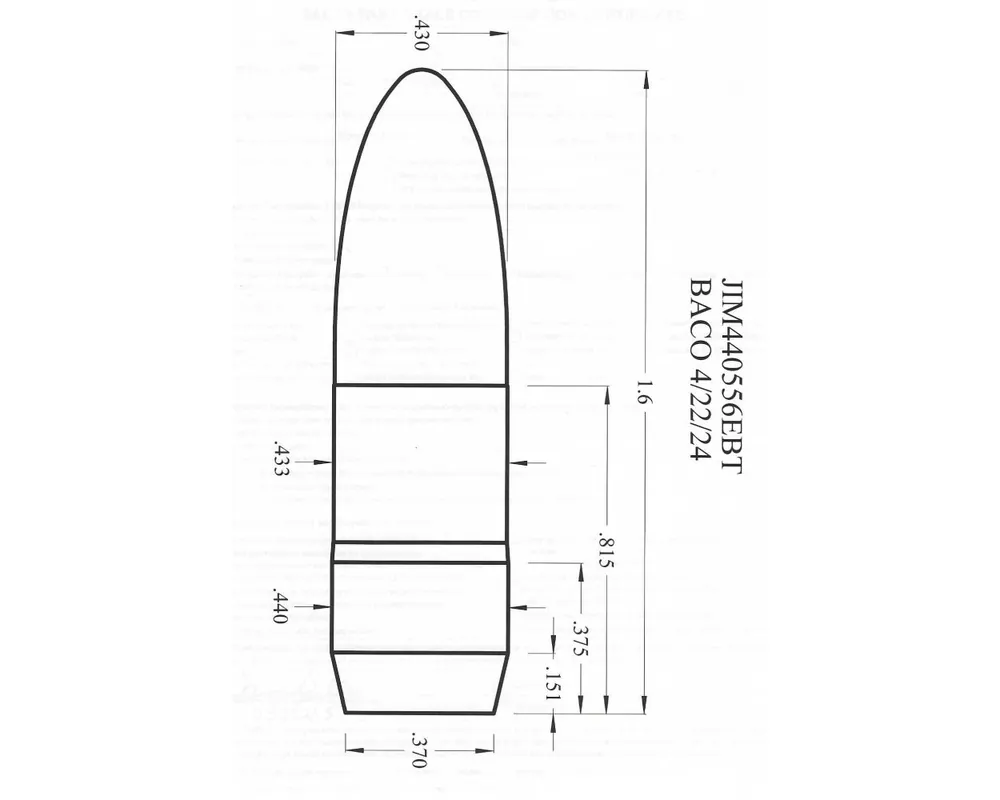 .440" 550 Grain Eliptical Paper Patch 2-Diameter Flat Base 1-Cavity Bullet Mold