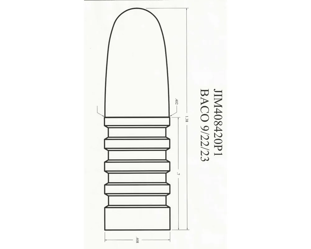 .408" 420 Grain 1-Cavity Postell Cast Bullet Mould