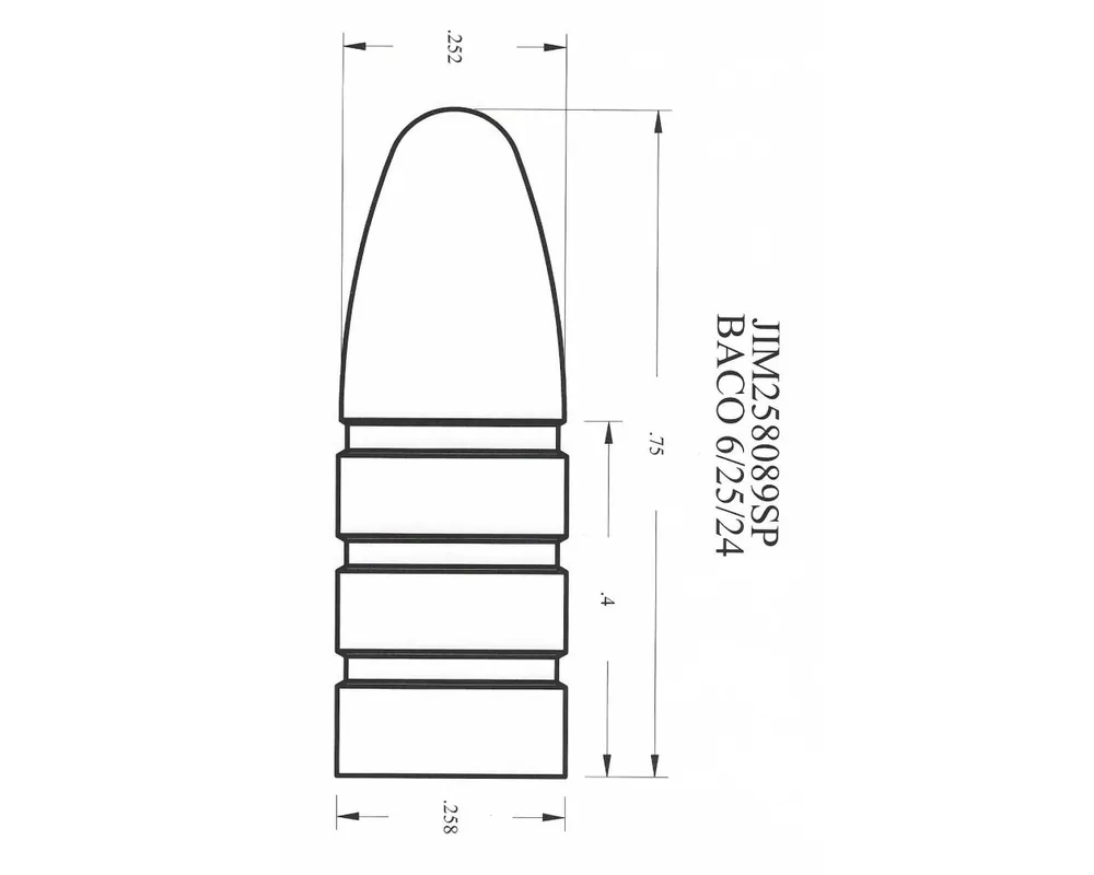 .258" Diameter 90 Grain Spitzer 1-Cavity Cast Bullet Mold