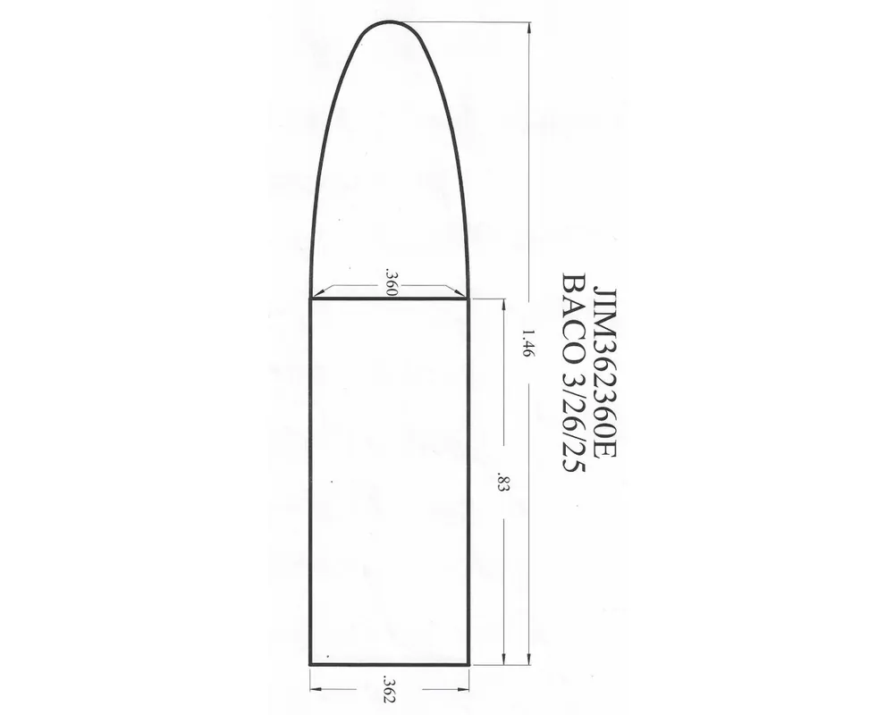 .362" 360 Grain Paper Patch Bullet Mould Flat Base Elliptical 1-Cavity