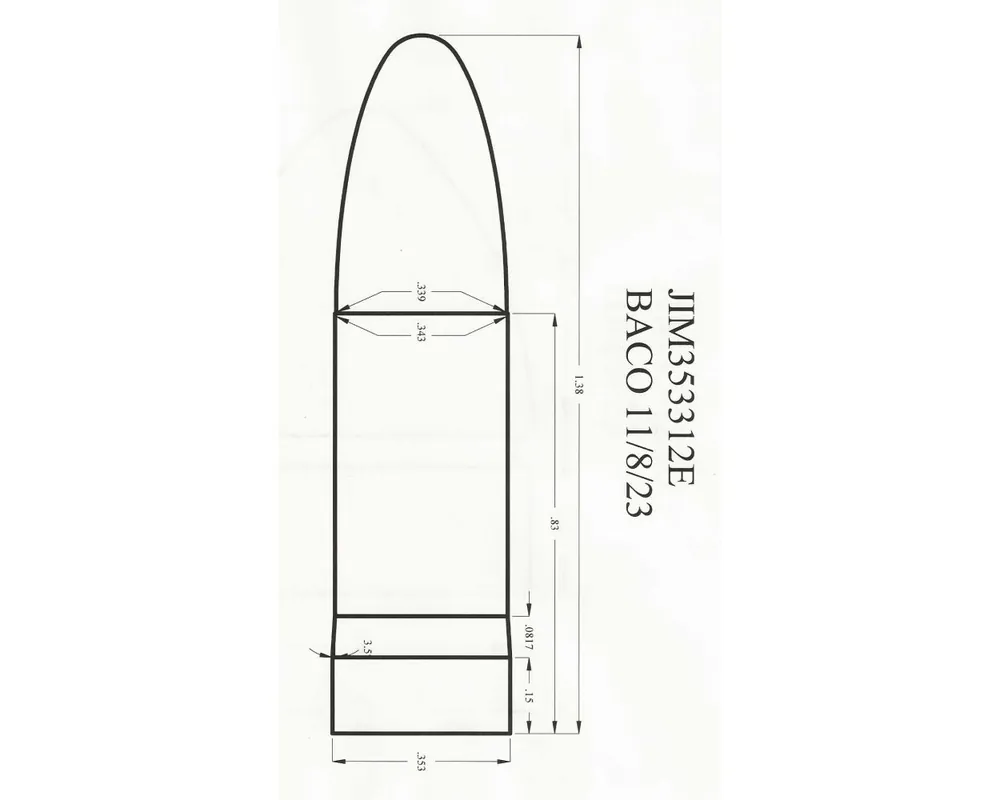 .353" 312 Grain Elliptical Paper Patch Cast Bullet Mold 1-Cavity