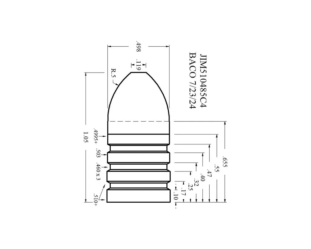 .510" 485 Grain Money 1-Cavity Cast Bullet Mould First Two Bands Reduced