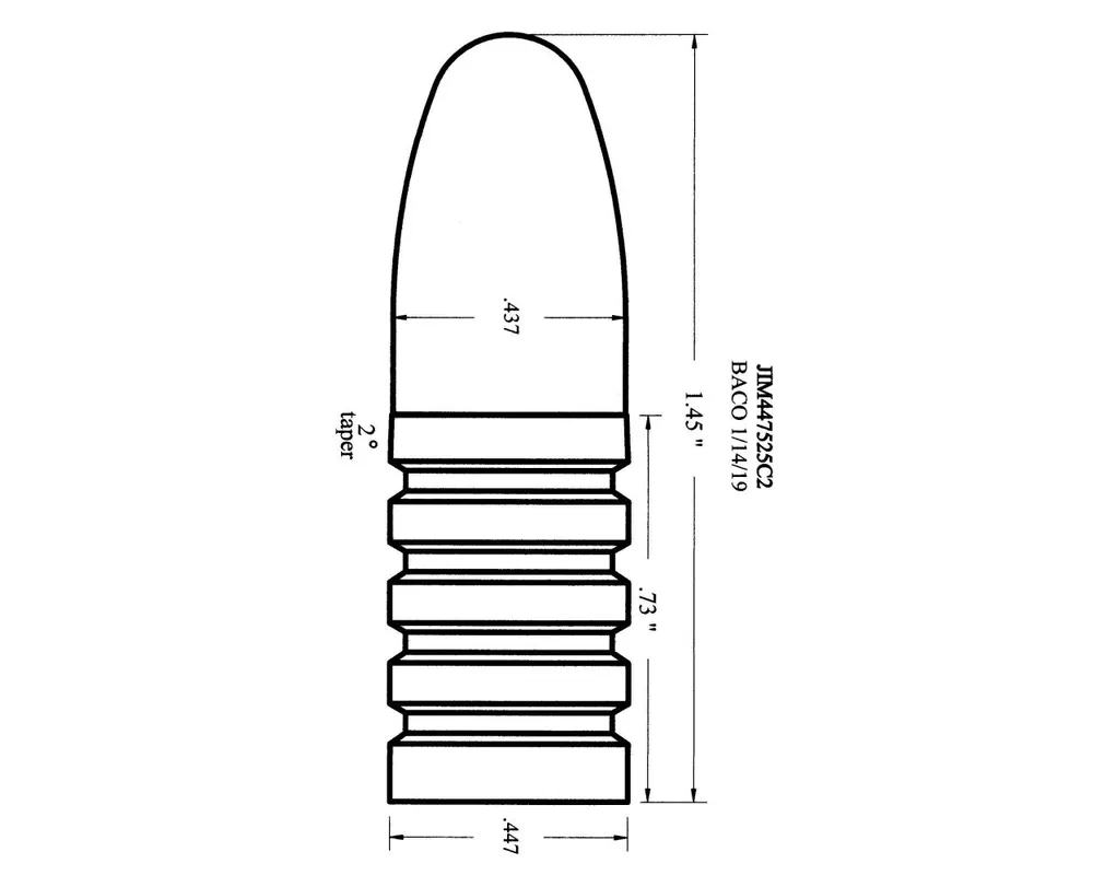 .447" 525 Grain Creedmoor Cast Bullet Mould 2-Cav. with Tapered First Band