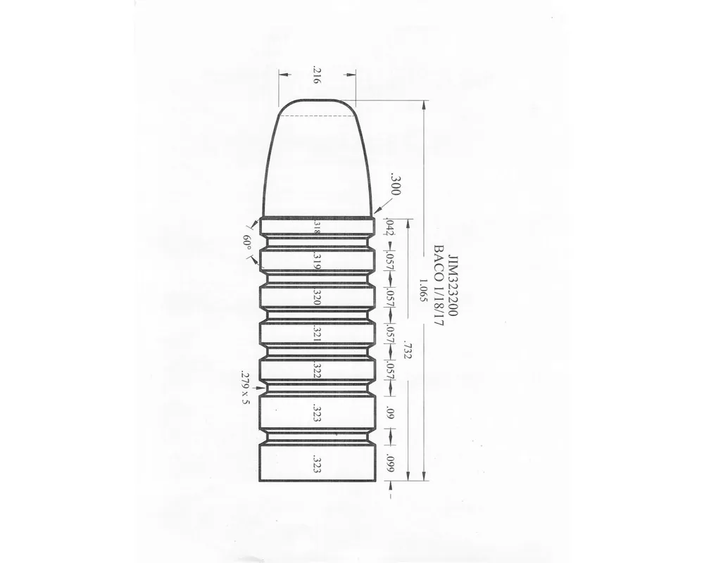 .323" 200 Grain 1-Cavity Tapered Pope Style Bullet Mould
