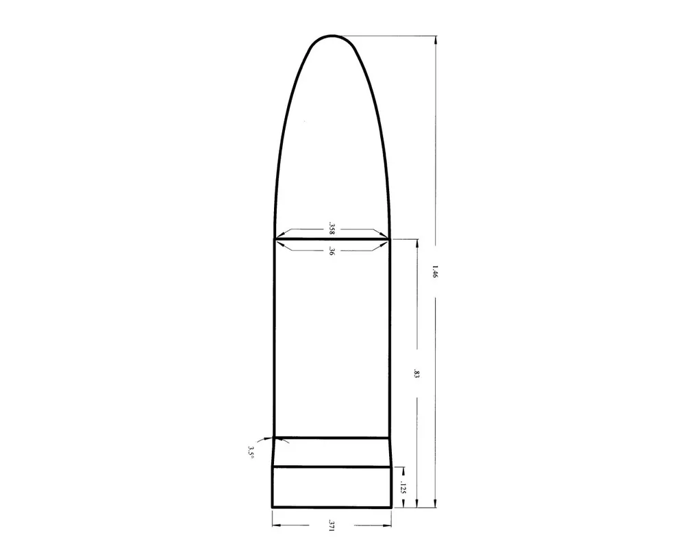 .371" 360 Grain Elliptical Paper Patch Cast Bullet Mold 1-Cavity