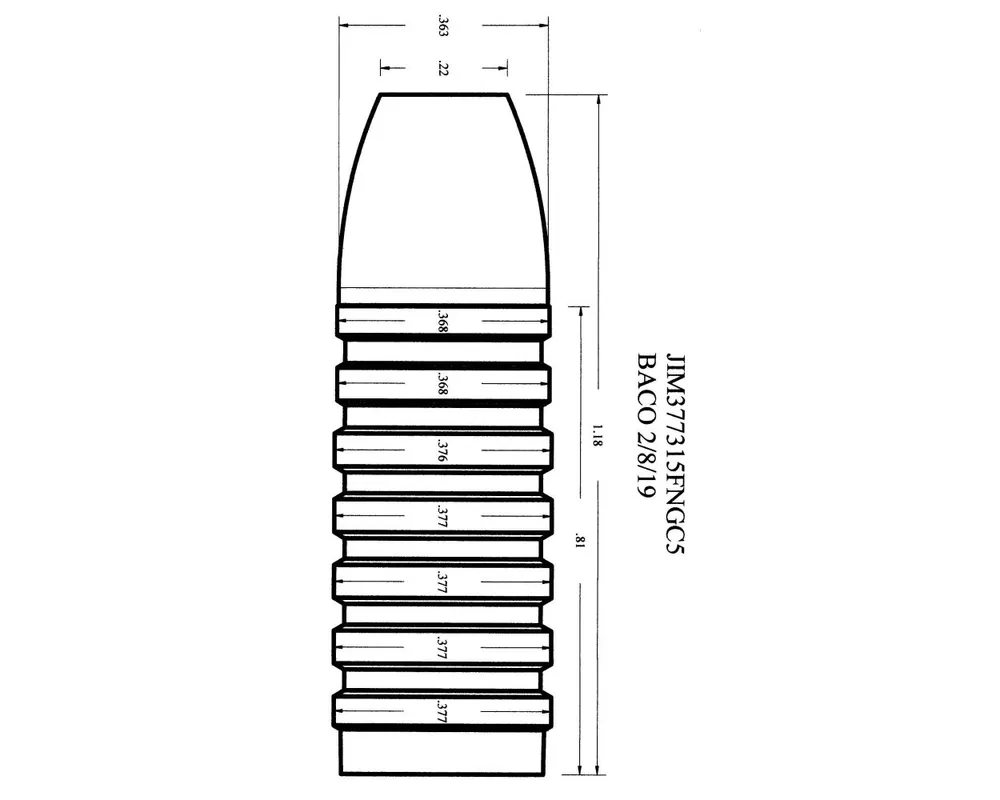 .377" Diameter 315 Grain Flat Nose Gas Check 1-Cavity Bullet Mould Copy of the Lyman 375166 with a Gas Check