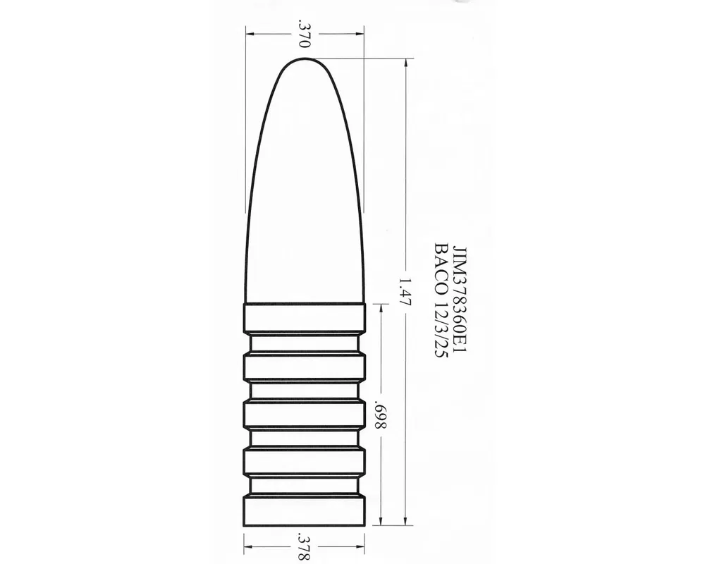 .378" 360 Grain Elliptical 1-Cavity Bullet Mould