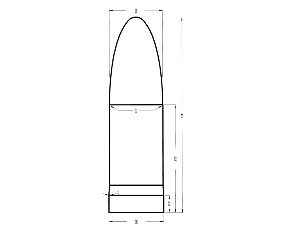 .402" 415 Grain PP 1-Cavity Flat Base Elliptical Two Diameter Cast Bullet Mold