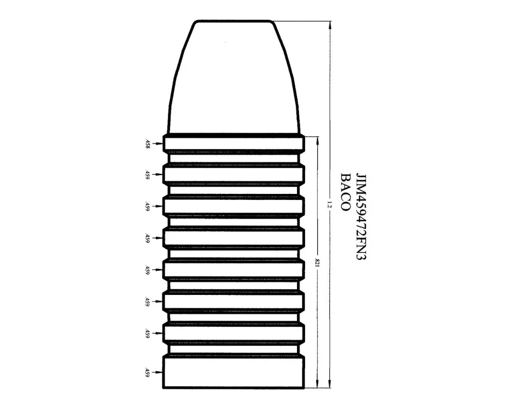 .459: 472 Grain Single Cavity Whitworth Cast Bullet Mold