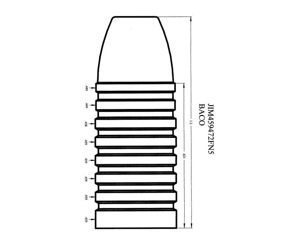 .459" 475 Grain FN Bullet 1-Cavity Bullet Mold