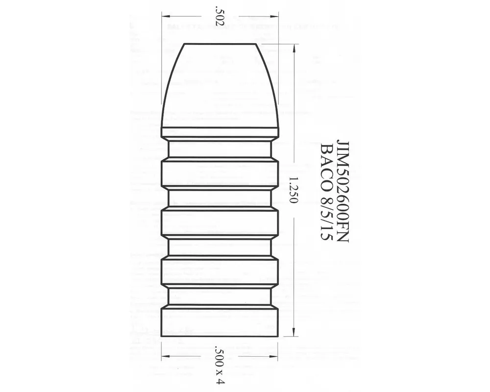 .502" 600 Grain FN 1-Cavity Grease Groove Cast Bullet Mould